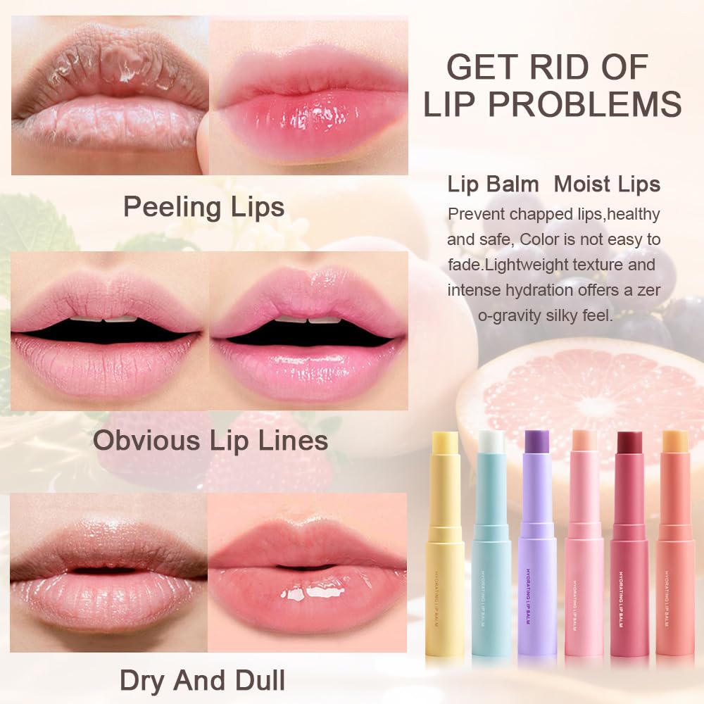 Nourishing Lip Balm for Dry & Chapped Lips, Ideal Lipstick Primer for Women, Deep Moisturization Chapstick, Vegan Tinted Lip Balm, Hydrating, Fall Winter Lip Care, 5#+6#