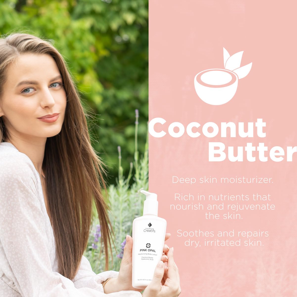 Pink Opal Moisturizing Body Lotion with Coconut Butter and Hyaluronic Acid, 8.5 fl. oz.