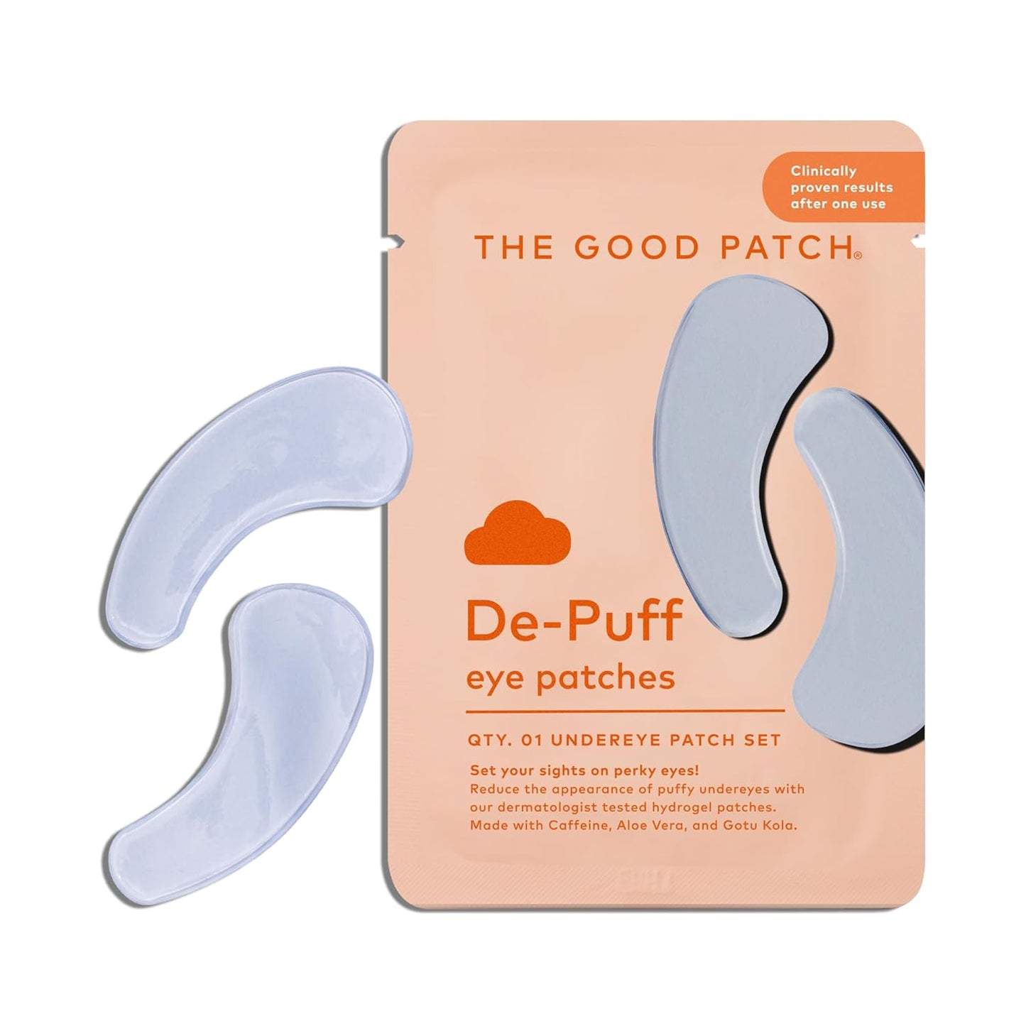 The Good Patch De-Puff Cooling Hydrogel Under Eye Patches for Puffy Eyes and Under Eye Bags, Made with Caffeine, Aloe Vera, Gotu Kola, Clinically Proven (12 Total Patch Sets)