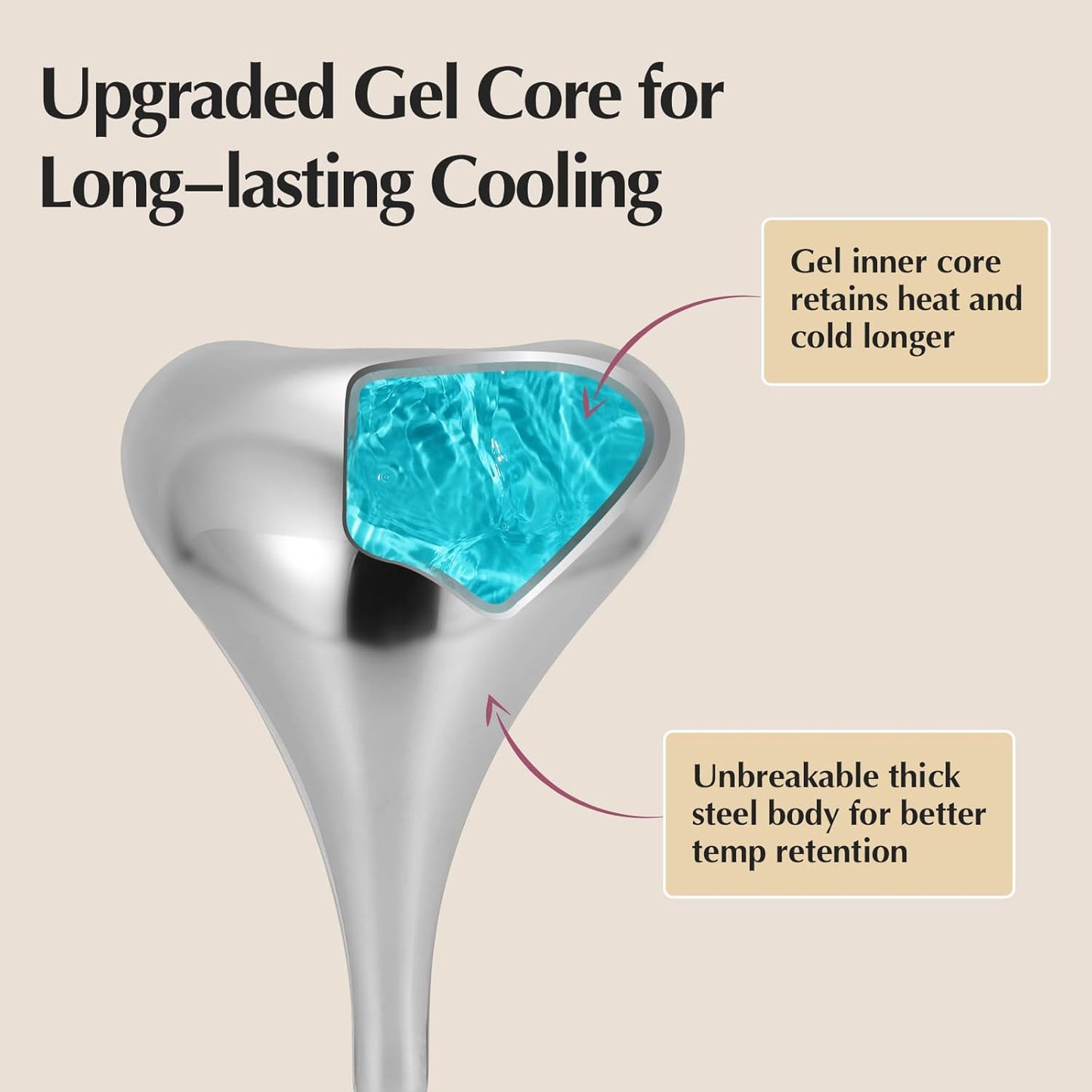 2-in-1 Gua Sha Cryo Sticks, Facial Skin Care Tools for Women Face and Eyes Massage, Unbreakable Stainless Steel Esthetician Supplies, Cooling Spa Ice Globes Roller with Carry Case