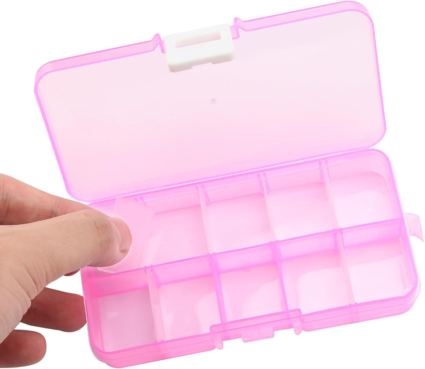 KINJOEK 32 Pack 10 Grids Plastic Bead Organizer Containers Storage, Adjustable Dividers Diamond Jewelry Craft Painting Storage Case, Colors Small Fishing Tackle Box for Sewing Cross Stitch Accessories