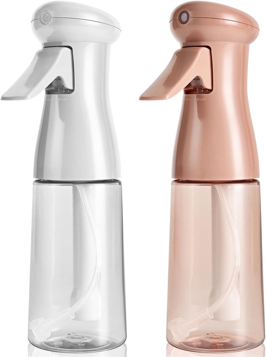 Spray Bottle For Hair, Continuous Mister Empty Spray Bottles, Ultra Fine Mist Water Sprayer for Hairstyling, Cleaning, Plants, Barbers, Salons, Essential Oil Scents - 2 Pack 6.8 OZ, White & Terracotta