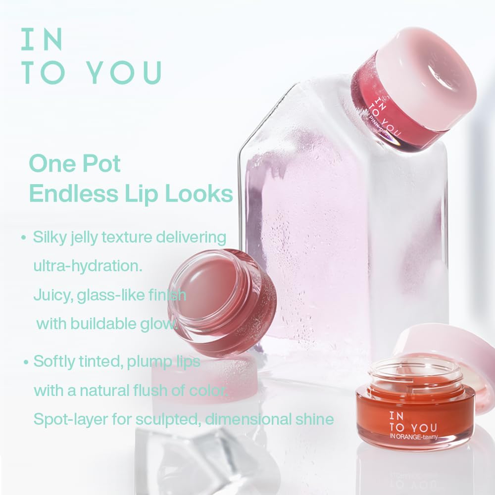 INTO YOU Frozen Glow Lip Balm, Hydrating Lip Gloss, Shine Finish, Nourishing Sheer Tint Pudding Pot with Vitamin E and Seed Oil, Plumping, Moisturizing Lip Makeup, 0.18oz, FB04 Nude Brown