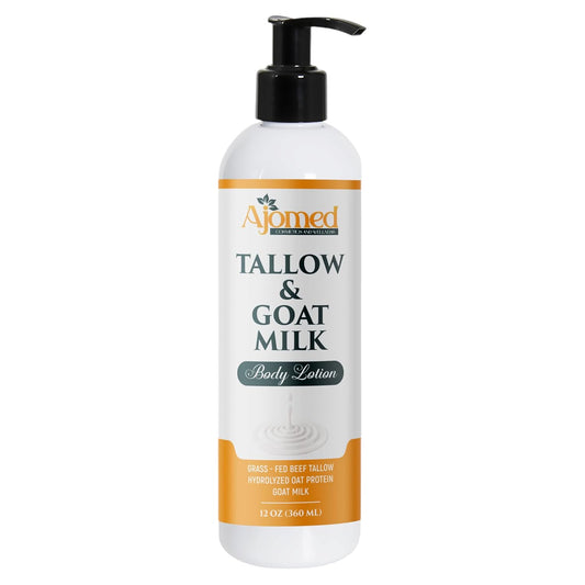 Grass Fed Beef Tallow & Goat Milk Body Lotion for Sensitive Skin, Organic Tallow Lotion - Soothes Dry Patches, Goat Milk Moisturizer - Handmade Tallow Body Lotion (Lavender Vanilla, 12 Oz)
