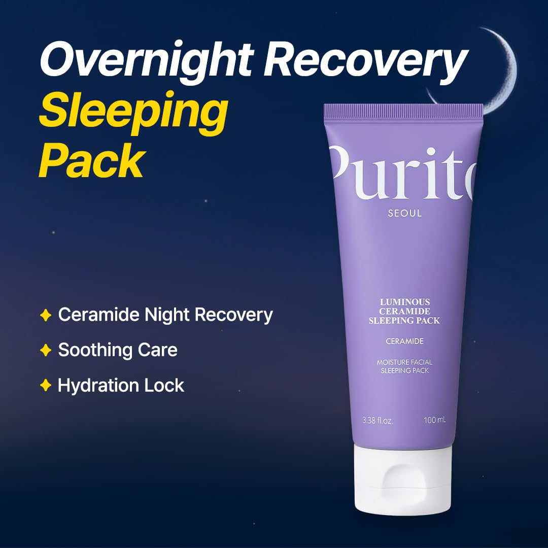 Luminous Ceramide Sleeping Pack – Overnight Recovery Cream with 3,000ppm Ceramide, Cica Complex to Calm Irritation & Redness, and Long-Lasting Hydration for Sensitive Skin, 80ml / 2.70 fl.oz