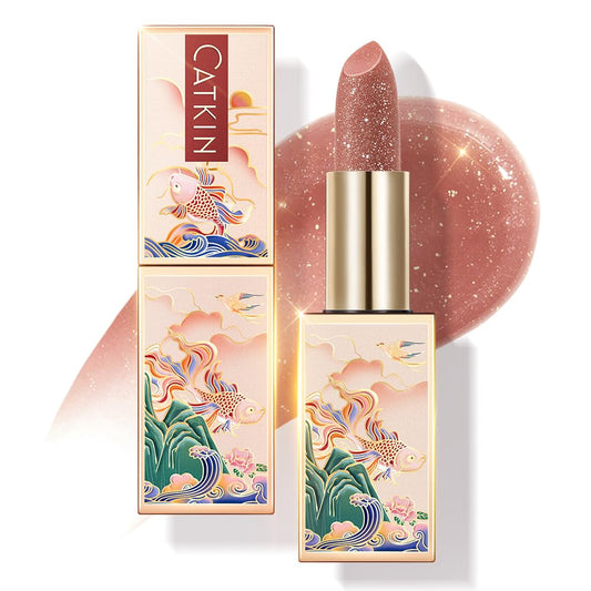 CATKIN Tinted Lip Balm Glitter Lip Stain Ultra Hydrating Lip Moistrurizer Lip Care with Vitamin E Nourishing For Cracked & Dry Lips 0.12 oz C12 Sirius - Golden Brown