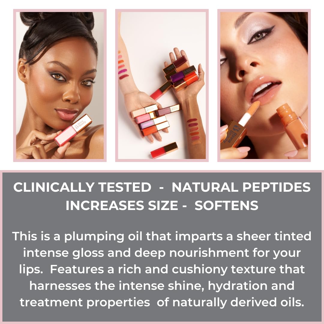 Rinna Beauty Larger Than Life Lip Plumping Oil - Bright Bombshell - Moisturizes & Hydrates Lips - Natural Plumping Over Time - Vegan, Cruelty-Free, & Paraben-Free 0.3 Fl Oz