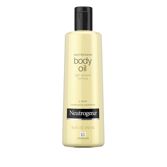 Neutrogena Body Oil Light Sesame Formula, 8.5 fl oz, Radiant Glow Moisturizer for Dry Skin, Bath & Shower Oil For Smooth and Hydrated Skin
