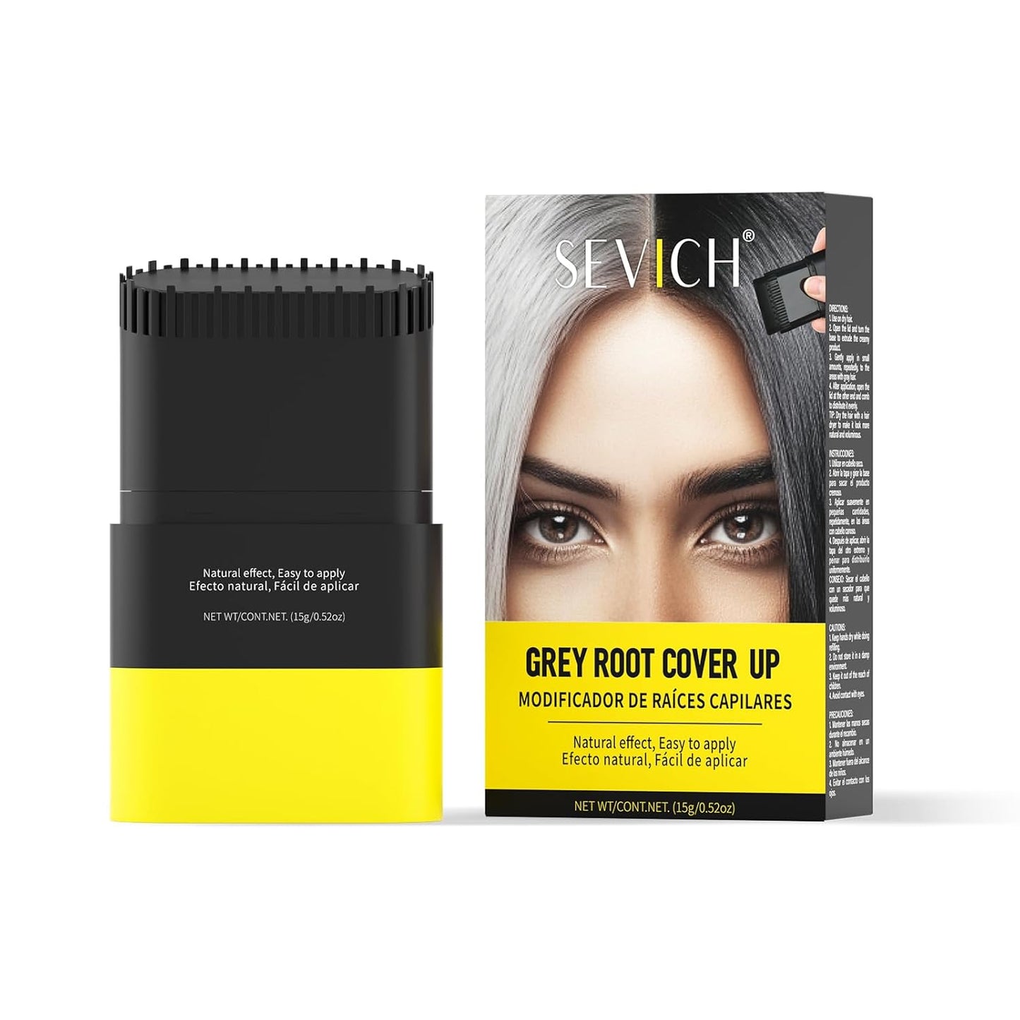 SEVICH Touch Up Comb 2 in 1 Korean, Instant Hair Root Touch-Up Stick | Dual-Sided Design For Natural Gray Coverage, Long-Lasting Moisturizing Formula With Plant Extracts,15g Black