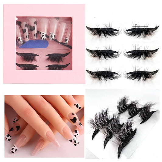 HBZGTLAD 3 in1 color eyeline Press On Nail with Eyelash Packing Boxes Set Package Pink White DIY Lashes and Nail Suit Box 1set… (SET-54)