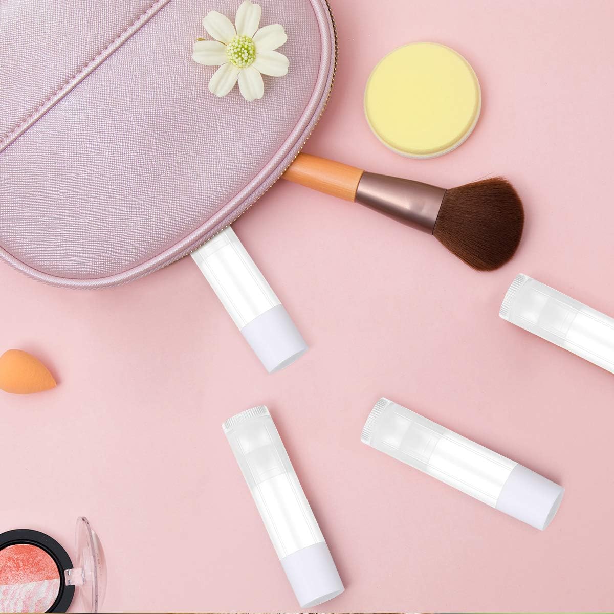 100 Sets Empty Lip Balm Tubes Bulk Round with Caps for DIY Lipstick Homemade, 3/16 OZ (5.5 ML), Clear, BPA Free, 100 Tubes and Caps