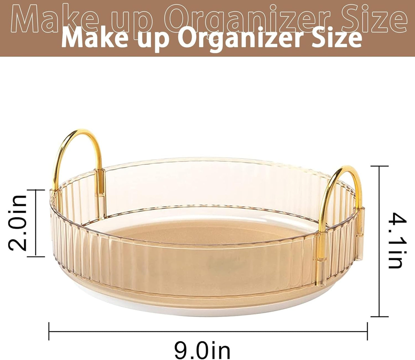 Rotating Makeup Organizer for Vanity, High-Capacity Skincare Clear Make Up Storage Perfume Organizers Cosmetic Dresser Organizer Countertop 360 Spinning (Gold, 1 Tier)
