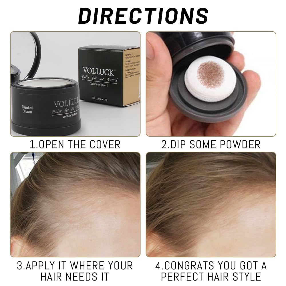 Root Touch Up Powder, Instantly Gray Root Cover Up Hairline Powder, Hair Concealer for Women and Men (A-Black, 2PC)