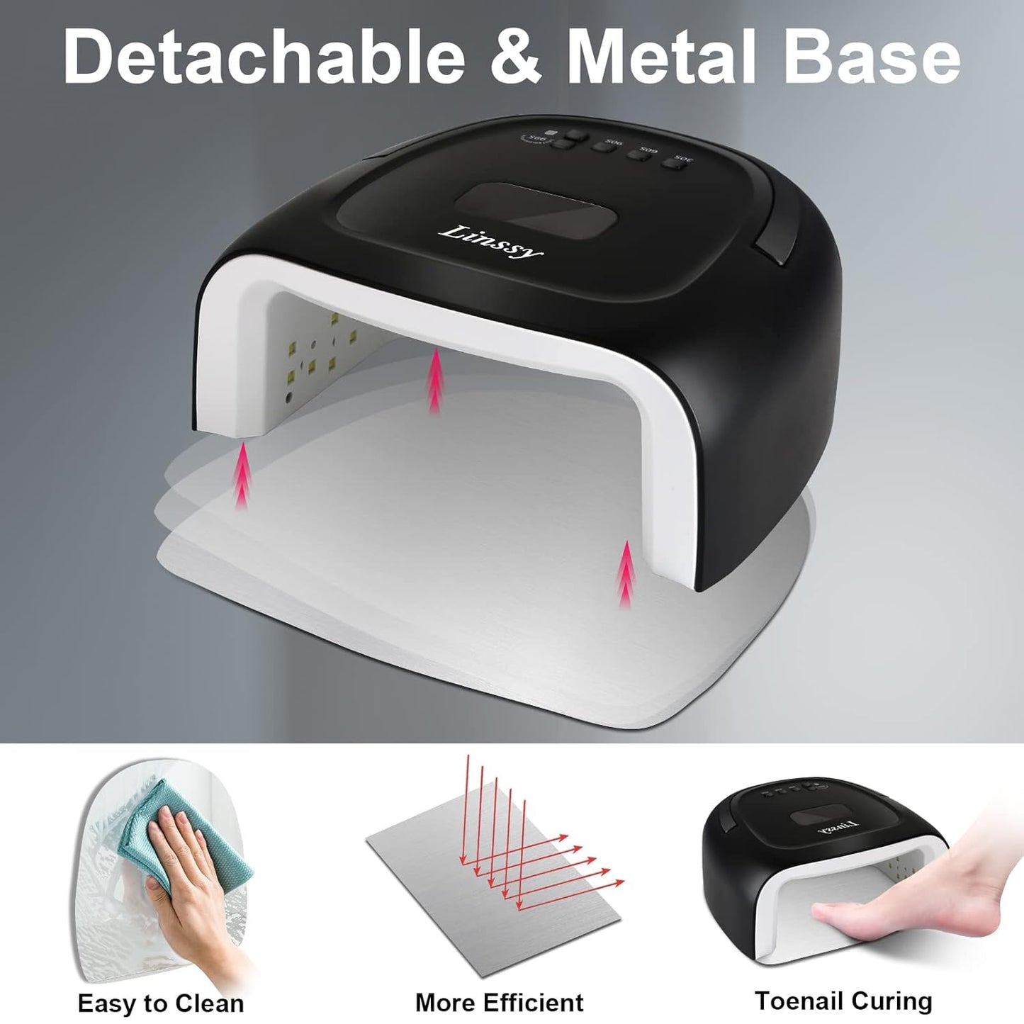 60W Rechargeable UV LED Nail Lamp, Faster Wireless Nail Dryer Gel Polish Light 42 Beads & Portable Handle, Professional Curing Lamp for Fingernail and Toenail (White)