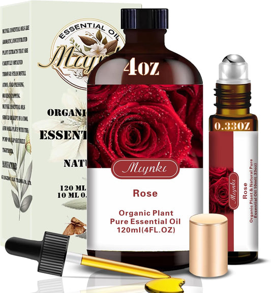 Rose Fragrance Oil-Rose Essential Oil 4.33oz (130ml)-100% Pure Natural Scent for Diffusers, Candles, Soap Making & Aromatherapy-Relaxing Home & Gift Essential Oil for Bath, Massage