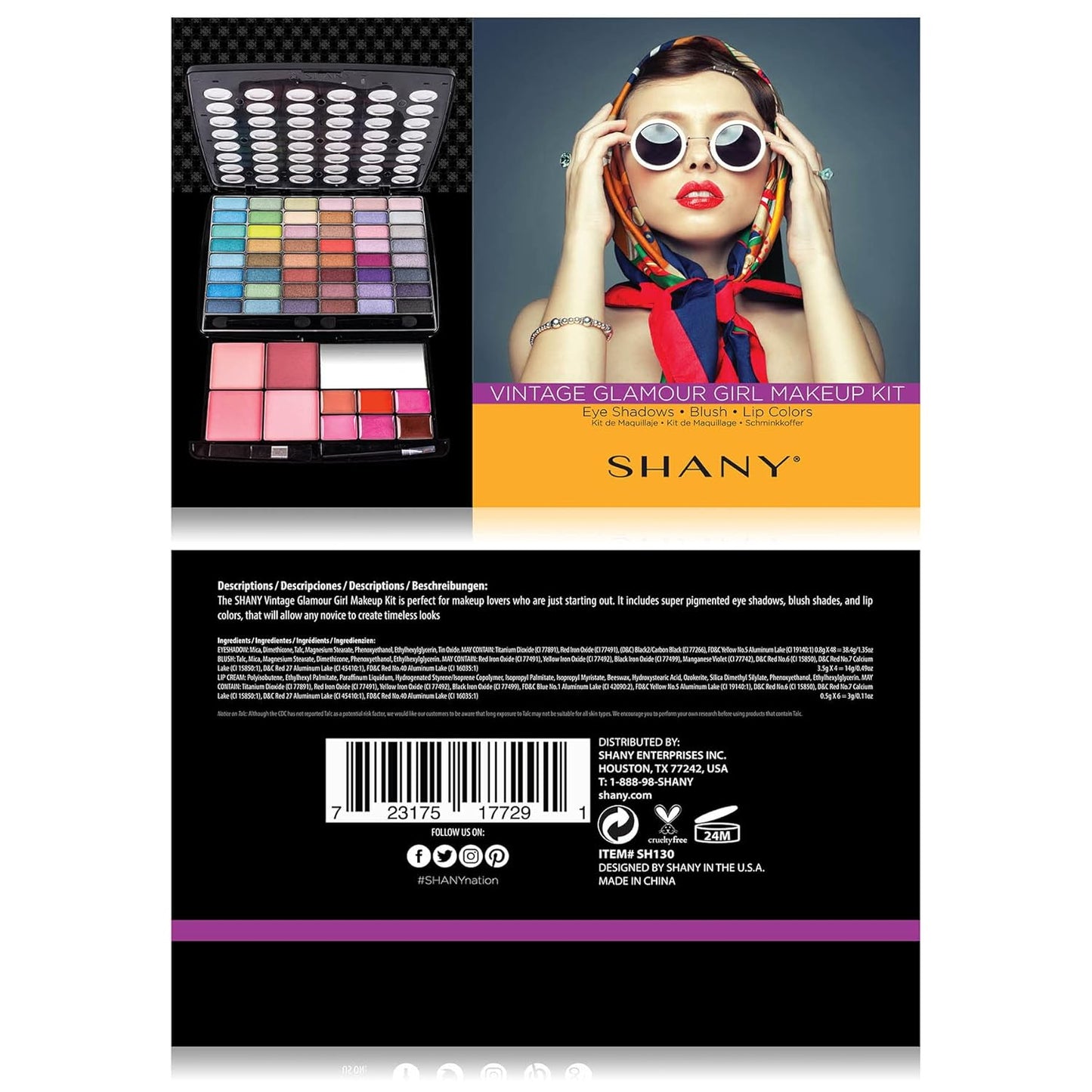 SHANY Glamour Girl Makeup Kit Eyeshadow Palette with Eyeshadows, Blushes, Lipstick Lip-gloss, Makeup Mirror, Makeup applicators, Premium Gift Packaging - Vintage