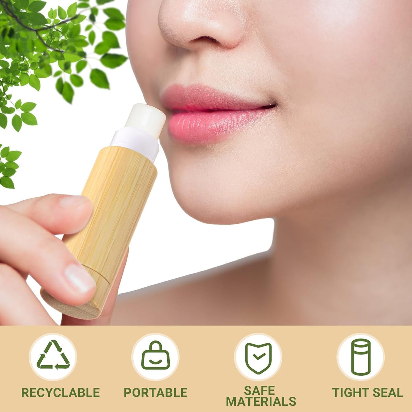 Leinuosen 24 Pcs Bamboo Empty Lipstick Tubes, Refillable 5g Lip Balm Containers with Rotable Plastic Inner for Women Girl DIY Cosmetic Lip Gloss Tubes for Lipstick, Deodorant, Solid Perfume, Makeup