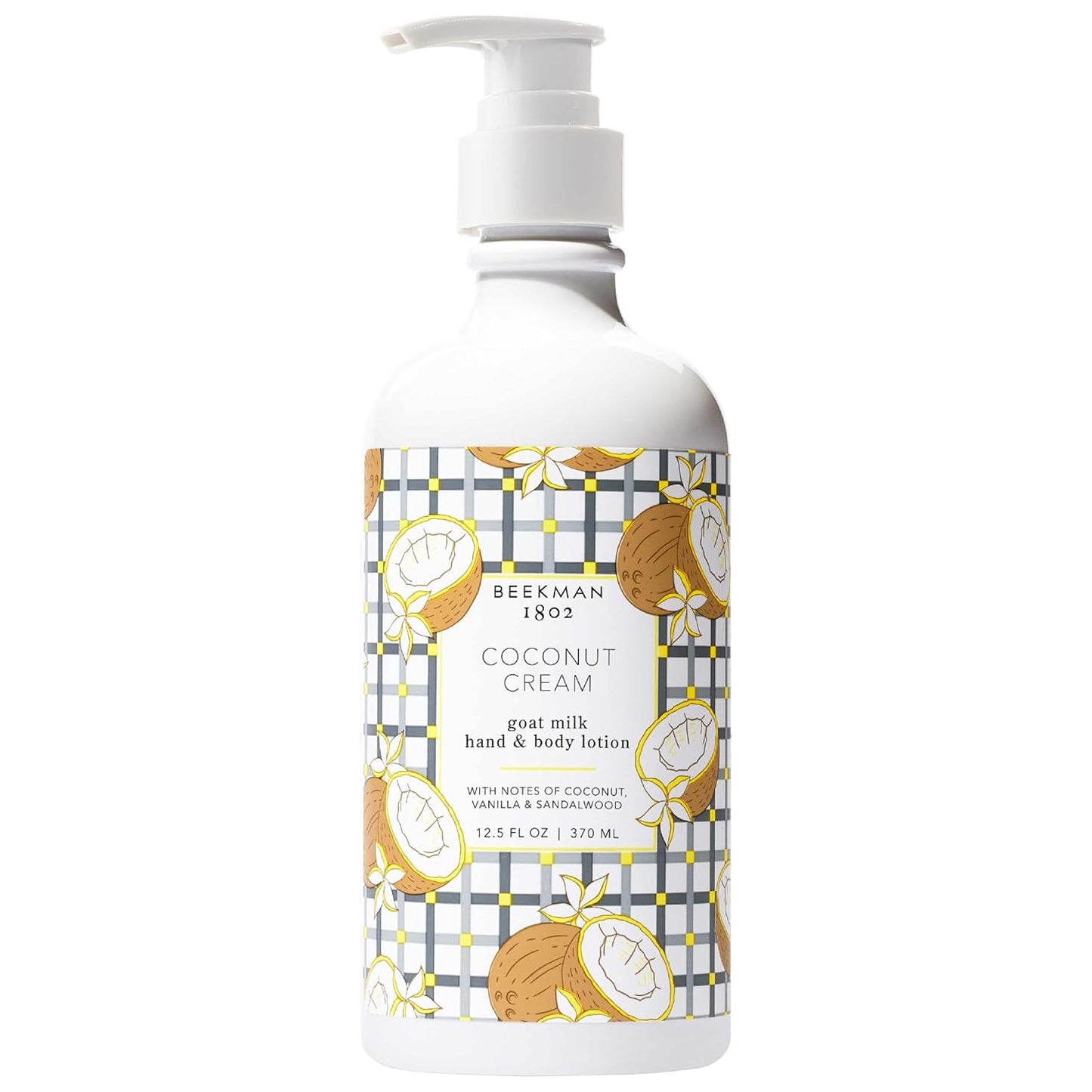 Beekman 1802 Coconut Cream Goat Milk Body Lotion - Scented - 12.5 oz - Hydrating & Moisturizing with Shea Butter - for Sensitive Skin - Cruelty Free - Packaging May Vary - Pump Included, Ready for Use