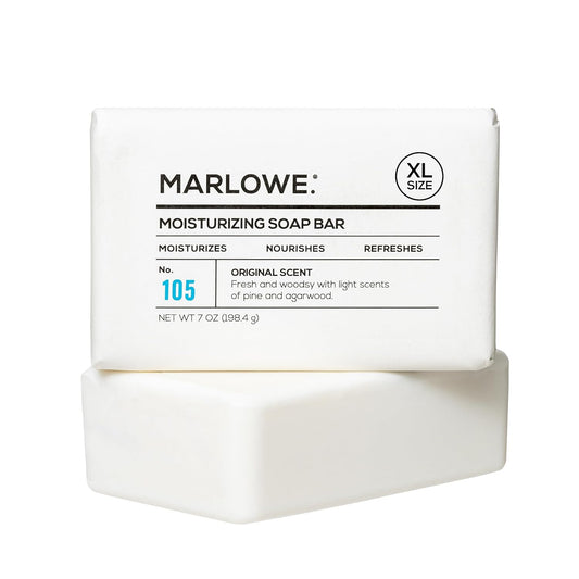 MARLOWE. No. 105 Bar Soap for Men 7 oz, Moisturizing Body Soap, Nourishing & Refreshing with Natural Extracts, Shea Butter, Olive Oil & Green Tea Extracts, Original Sage & Fir Scent