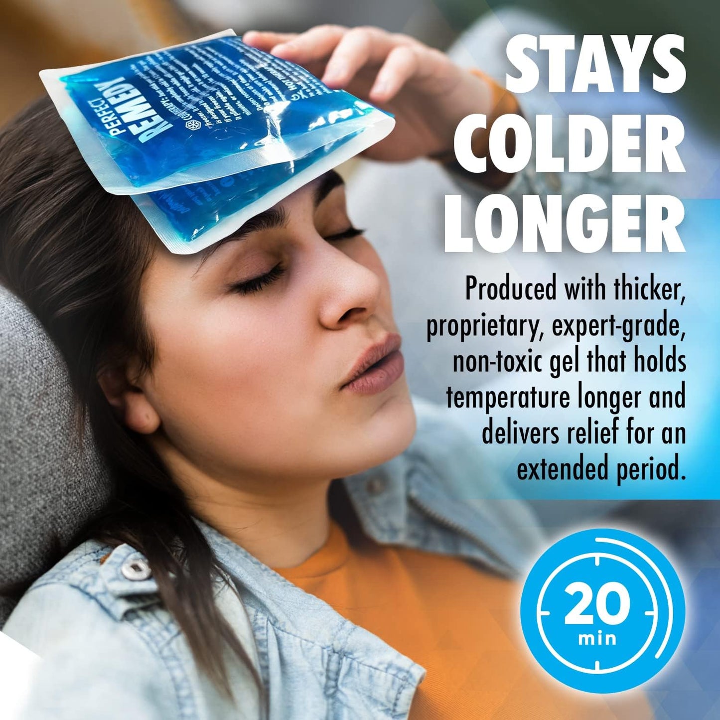 Perfect Remedy 2-Pack Gel Ice Packs for Injuries - Reusable, Soft & Flexible Hot & Cold Compress, Soothing Aid for Sprains, Strains, Soreness conditions, Alternative to Hot Water Bottles (Blue, Large)