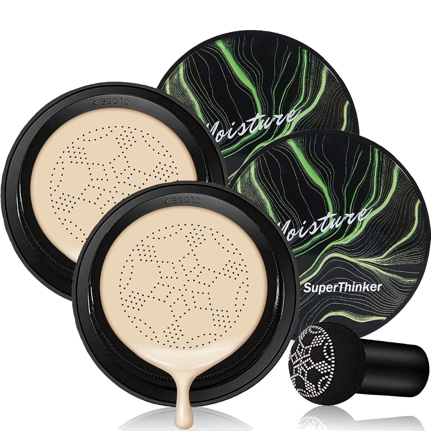 Mushroom Head Air Cushion CC Cream, BB Cream Face Makeup Foundation for Mature Skin Moisturizing Concealer Brighten Long-Lasting, Even Skin Tone for All Skin Types (2PCS Ivory)