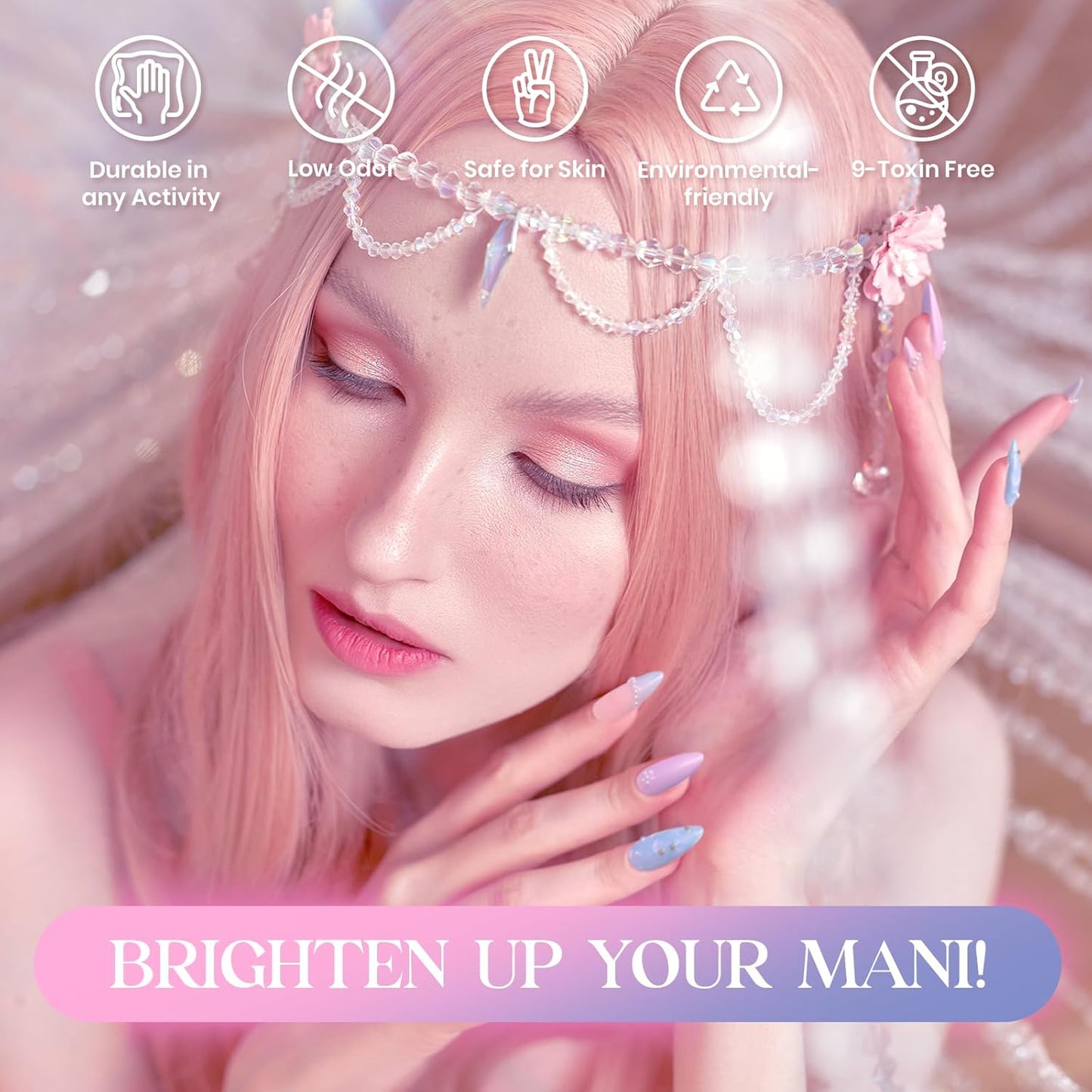 Beetles Shimmer Glitter Gel Nail Polish Set, 6 Colors Pearl Gel Polish Baby Blue Shimmer Baby Pink Glitter Purple Mermaid, Nail Drawing Soak Off Uv Led Swirl Gel Polish Shell Thread Gift for Women