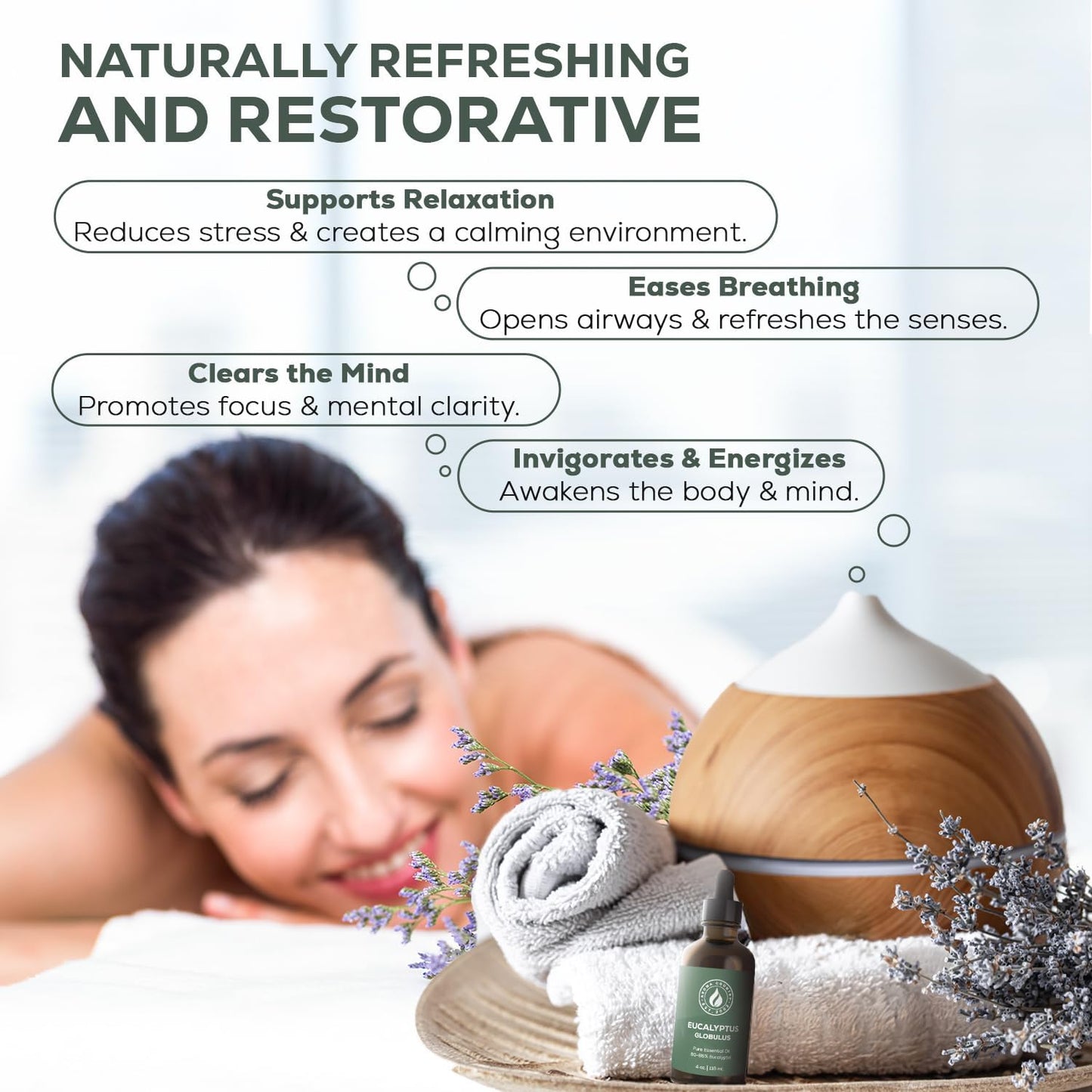 Aroma Country 100% Pure Eucalyptus Essential Oil – Organic & Undiluted Diffuser Oil, Humidifier, Steam Room & Shower Aromatherapy – Natural, Therapeutic Grade Oil for Skin, Sauna, & Home (4 Fl. oz)