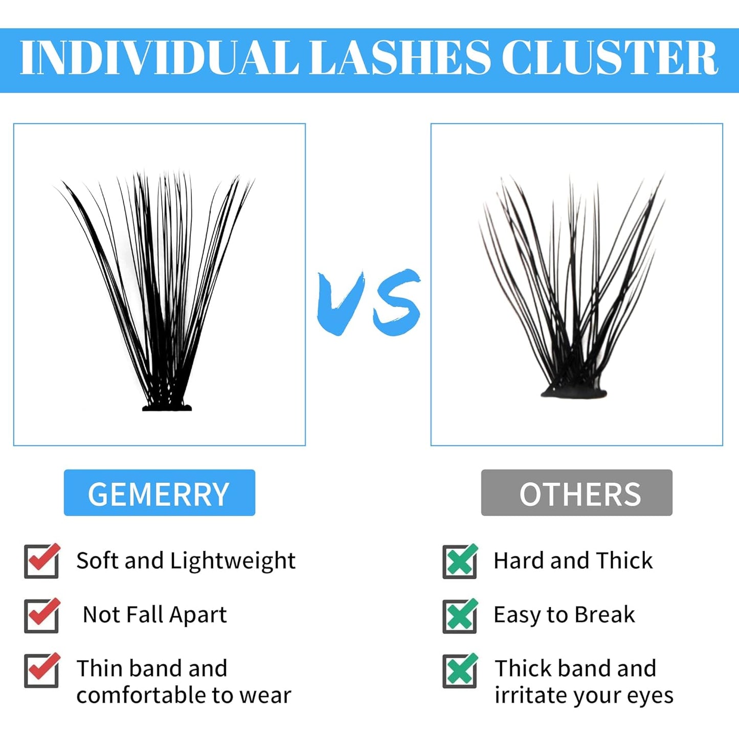 Individual Lashes GEMERRY 280pcs Large Tray 0.07mm Lash Clusters 30D 8-16 MIX D Curl Cluster Lashes Soft &Natural Individual Lashes Cluster Reusable DIY Eyelash Extensions