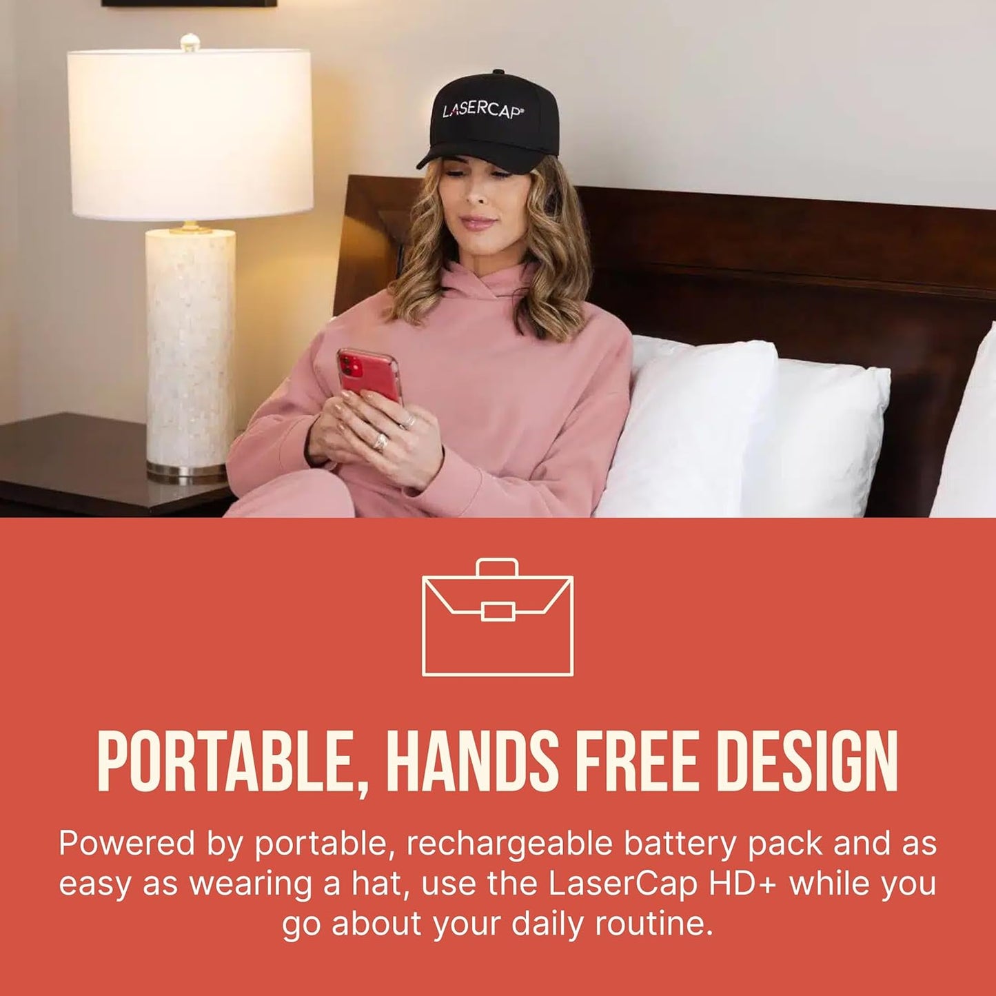 LaserCap HD+ Red Light Therapy Cap – Wearable Light Device for Thinning Hair – 304 Diodes with Hands-Free, Rechargeable, Portable Design for Men & Women – Includes Battery Pack & Travel Case