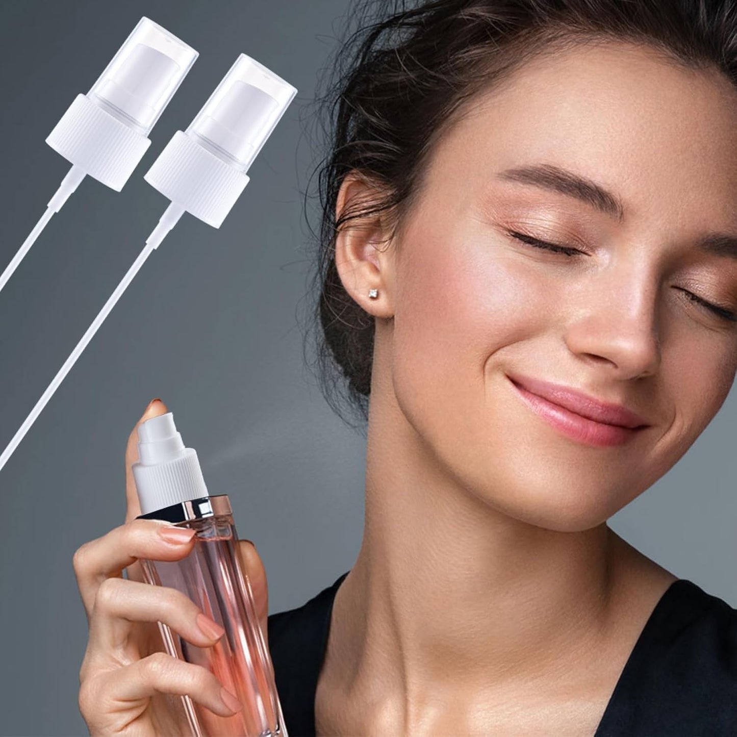 8pcs Spray Bottle Top, Fine Mist Spray Nozzle with 5.9" Dip Tube, Trigger Sprayer Pump Replacement for Perfumes Essential Oil Cleaning Solution- White