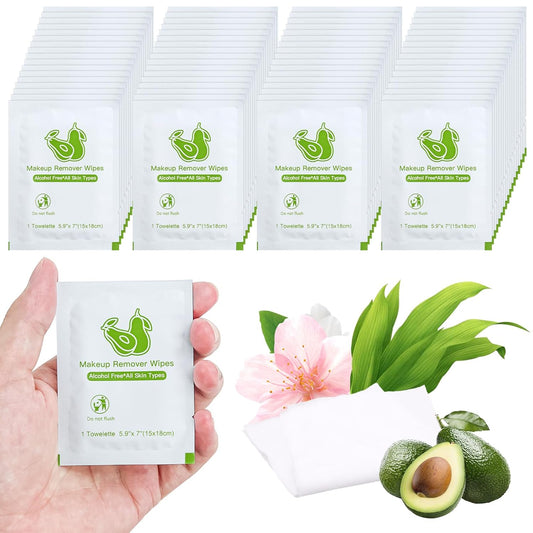 Makeup Remover Wipes Bulk Individually Wrapped,Travel Makeup Wipes Individual Makeup Remover Wipes Bulk Gentle Cleansing Makeup Remover Wipes for Face Cleansing Mascara Lipstick Travel Hotel 100