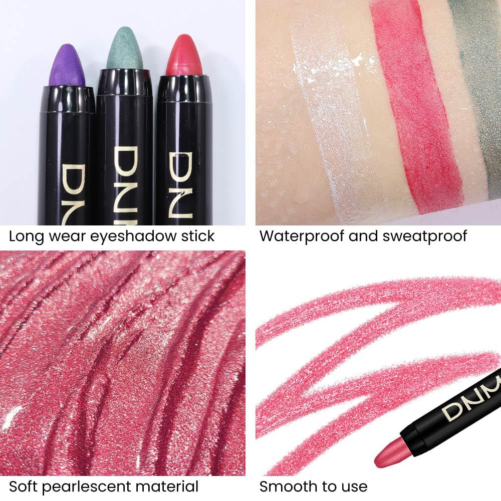 evpct 2Pcs Cream Eyeshadow Sticks Set for Eyes Waterproof, Pearl White Shimmer & Red Shimmer Matte Eye shadow Stick Pencil Pen Bulk sombras en crema para ojos 01+35