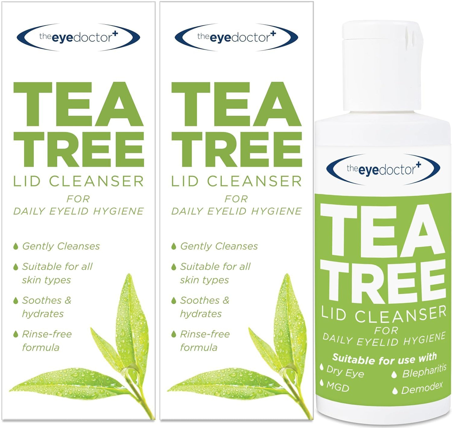 The Eye Doctor Tea Tree Lid Cleanser Twin Pack - 2X 100ml – Daily Hygiene Remove Debris & Make-up Eyelid Eyelashes – For Sensitive Eyes – Tea Tree Oil Argan Oil Coconut Oil & Micellar Water