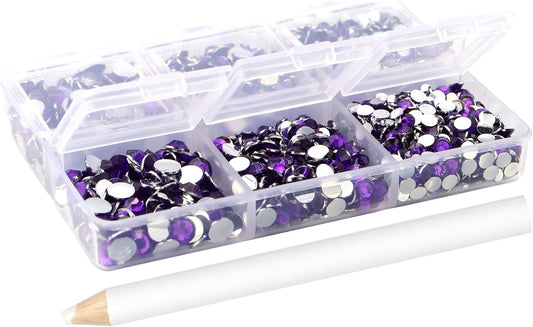 Multi Size 3mm 4mm 5mm Rhinestones Set for Nails Crafts Dark Blue Non Hotfix Rhinestones Nail Gems Rhinestone Round Flat Back Resin Rhinestone for Makeup Clothes Shoes Eyes Bottles Crafts