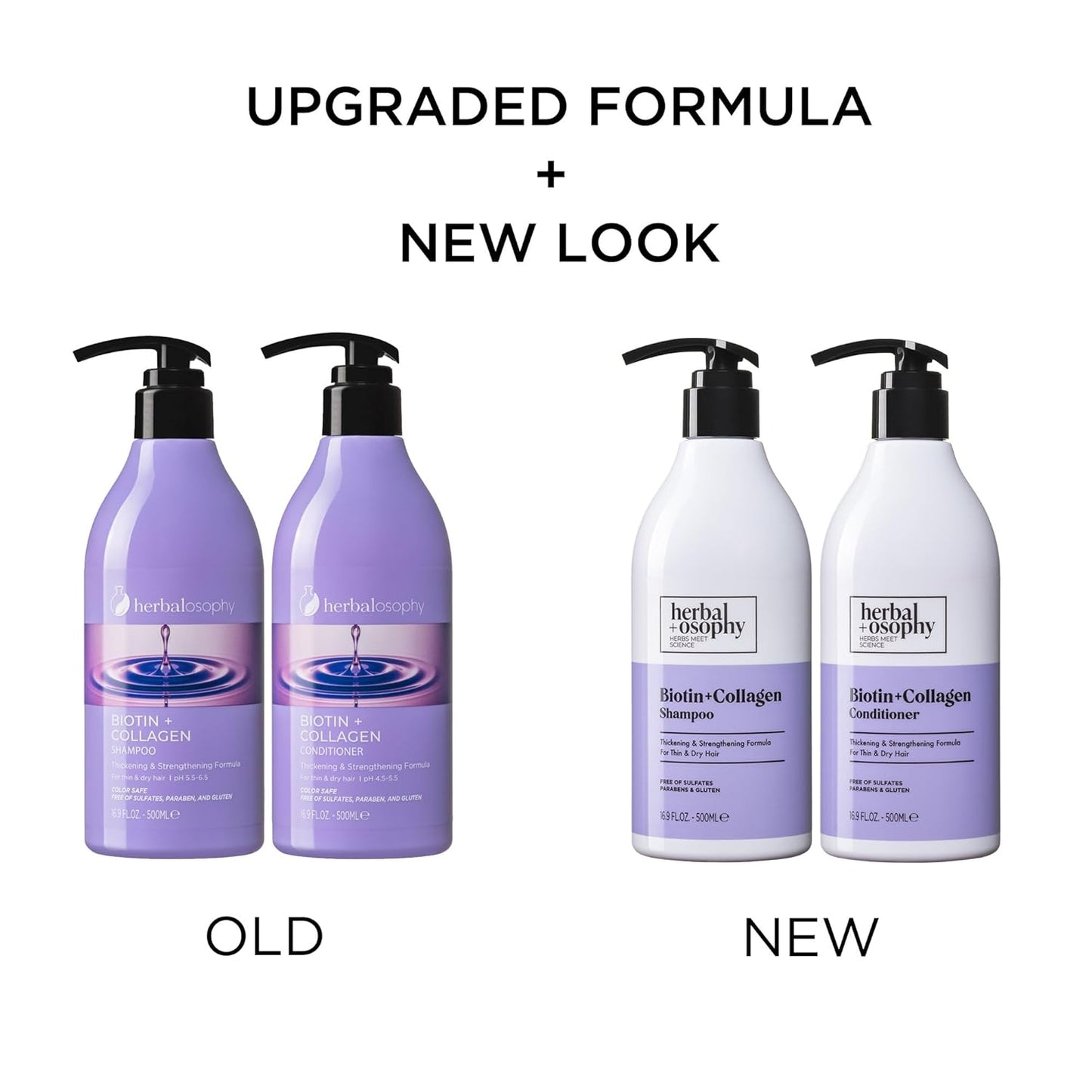 Biotin & Collagen Shampoo & Conditioner Set, Hair Growth Thickening, Repair Dry, Damaged Hair Set, Infused with Vitamin B7 & Argan Oil, Sulfate, Parabens and Gluten Free, 2 x 16.9 Fl Oz