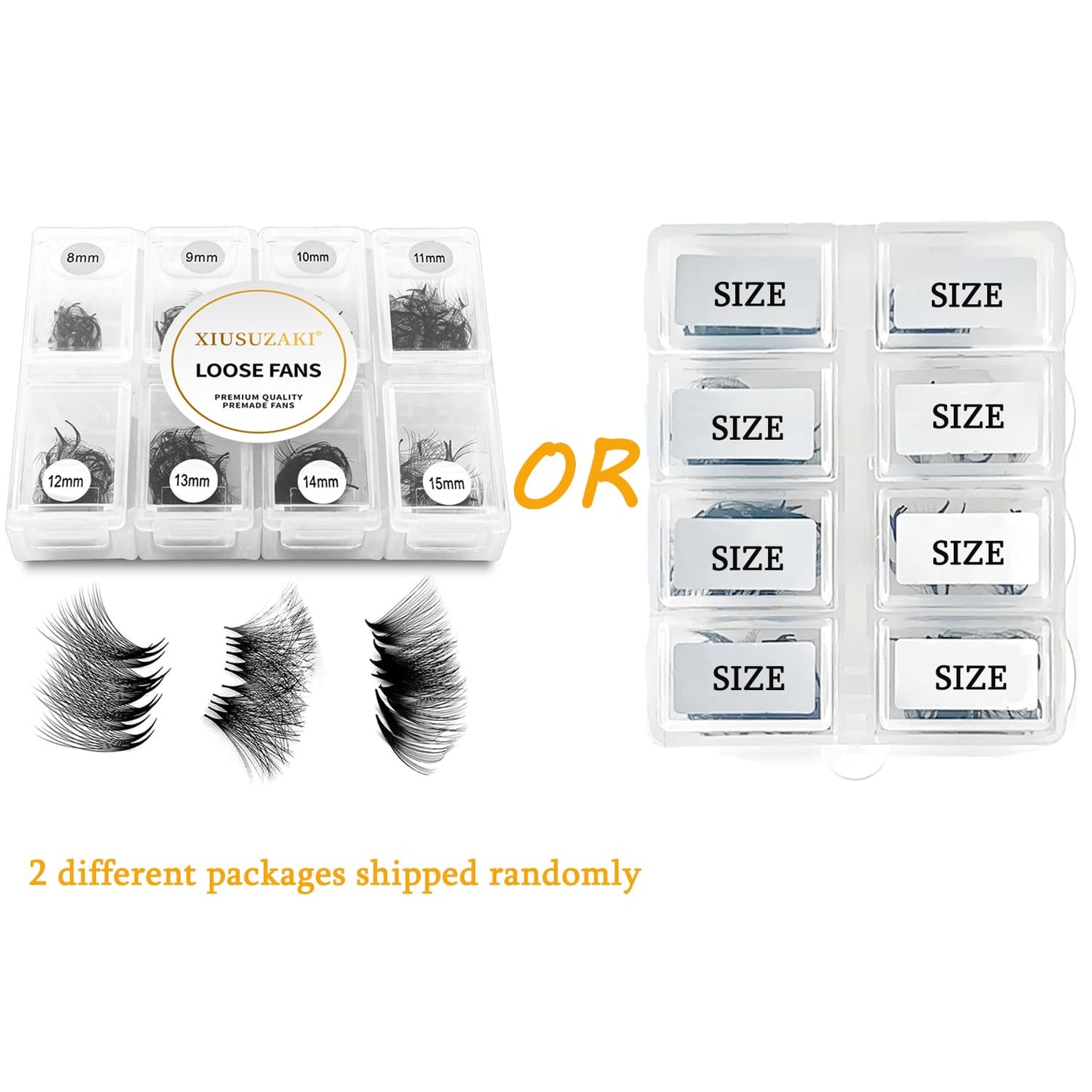 Premade Fans Eyelash Extensions - 600 Fans 9D Volume - 0.07 Thickness - C Curl - Mix 8-15mm