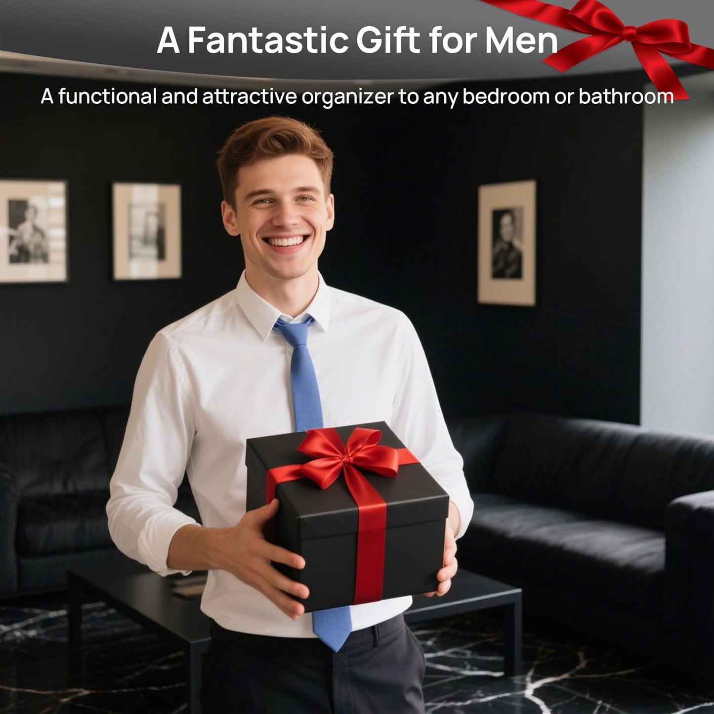 Vtopmart Black Stackable Storage Drawers,4.4‘’ Tall Cologne Organizer for Men,Plastic Containers for Vanity, Dresser,Office Desk,Bathroom Countertop Organization,Ideal for Room Decor,Gifts for Men