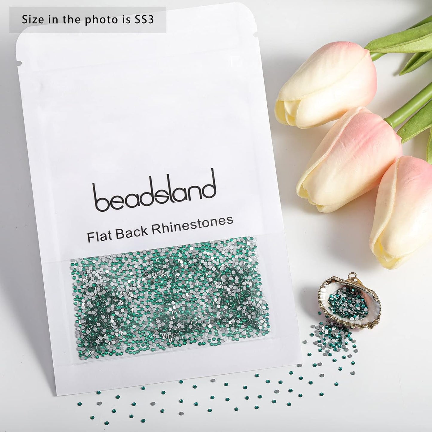 beadsland Flat Back Crystal Rhinestones Round Gems, Blue Zircon (1.3-1.4mm) SS3/1440pcs