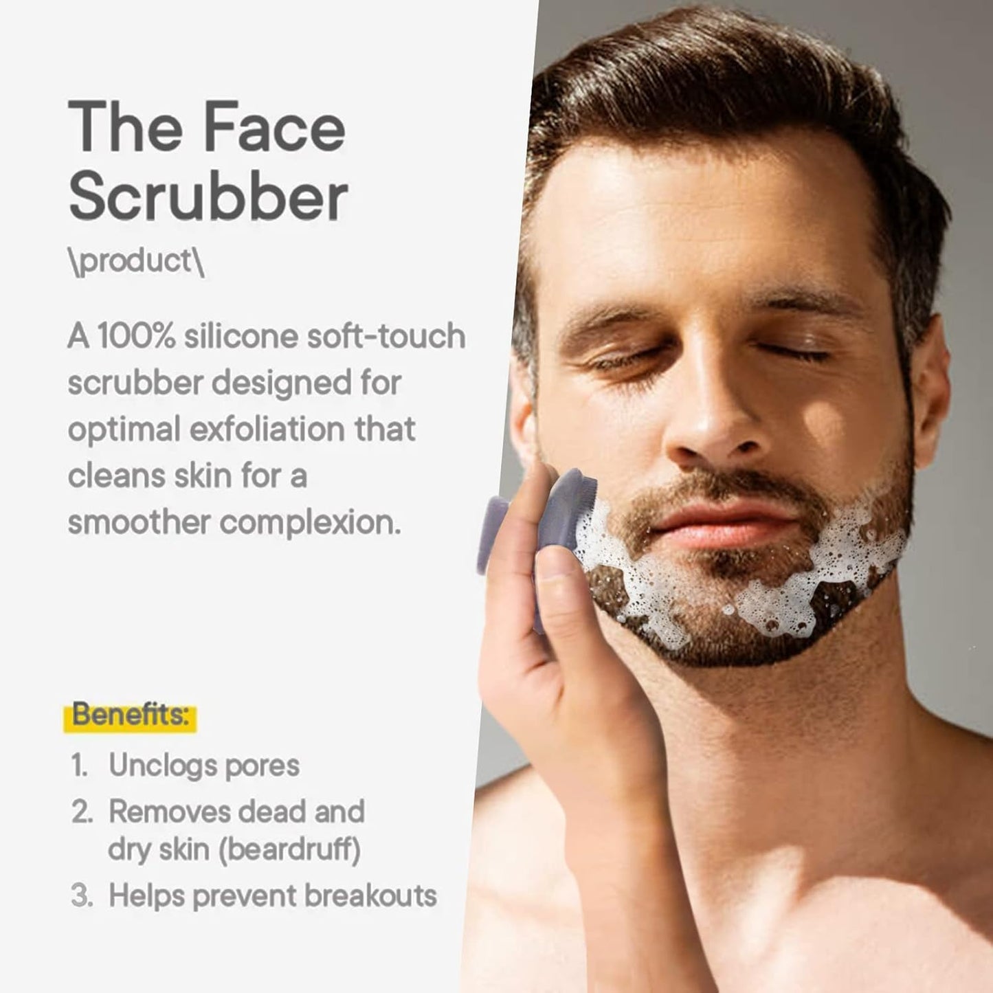 VWMYQ Face Scrubber Face Scrubber for Men Facial Cleansing Brush Silicone Face Wash Brush Manual Waterproof Cleansing Skin Care Face Brushes for and Exfoliating (Gray)