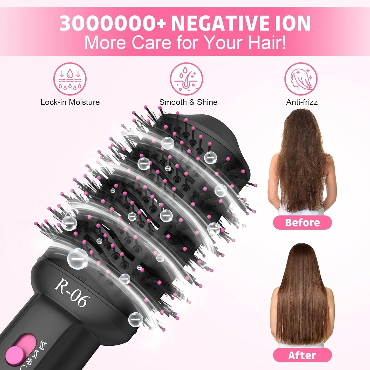 4-in-1 Hair Dryer Brush - Blow Dryer and Styler in One, Hot Air Brush with Oval Barrel for Volumizing, Suitable for All Hair Types,Red