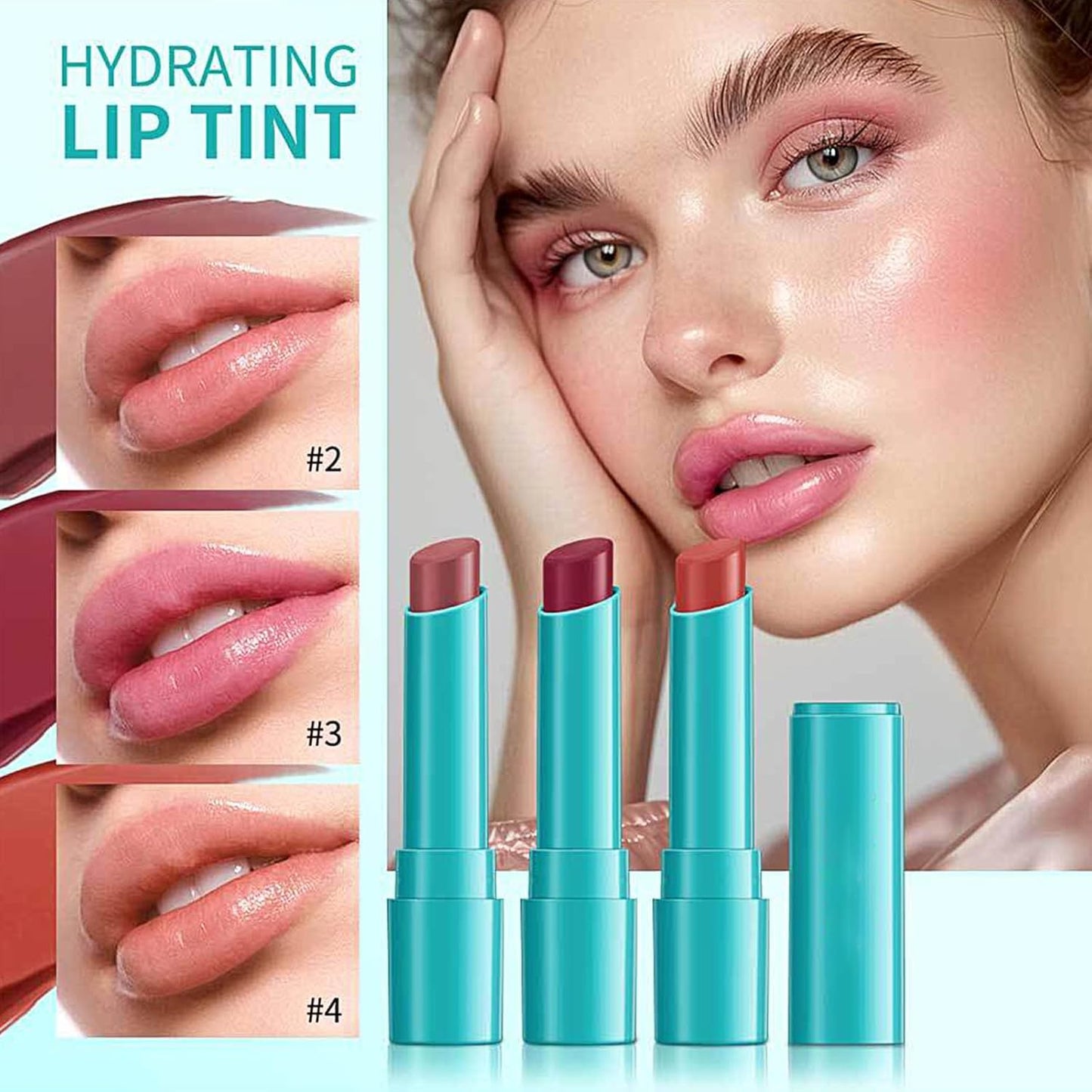 Lip Tint Hydrating, Moisturizing Lip Oil Balm, Long Lasting Waterproof Lip Gloss Non-Stick Cup Lipstick Set, Natural Ingredients Strong Moisturizing Lipstick (Muted Rose)