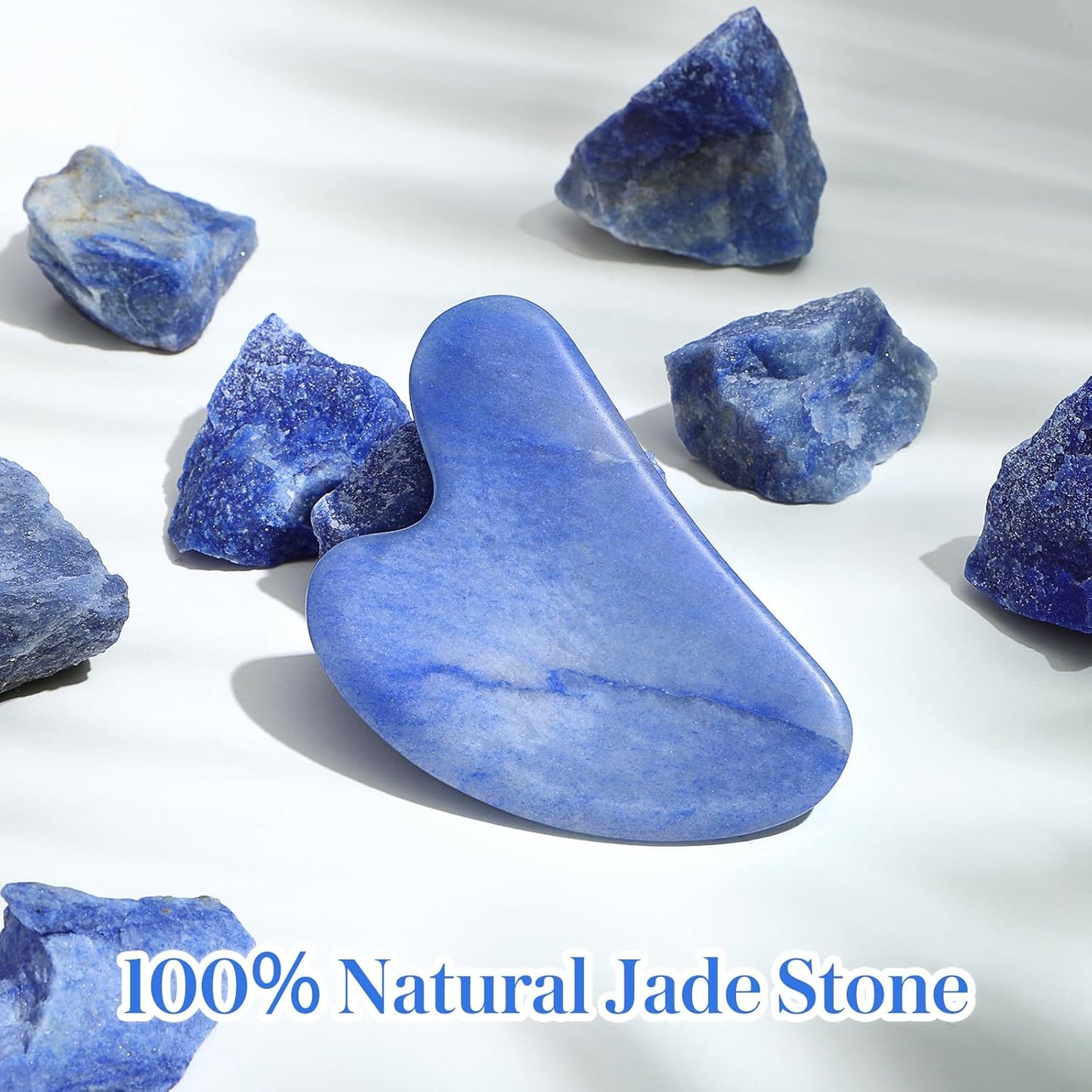 Gua Sha Facial Tools Guasha Tool Gua Sha Jade Stone for Face Skincare Facial Body Tensions Reduce Puffiness Festive Gifts Blue