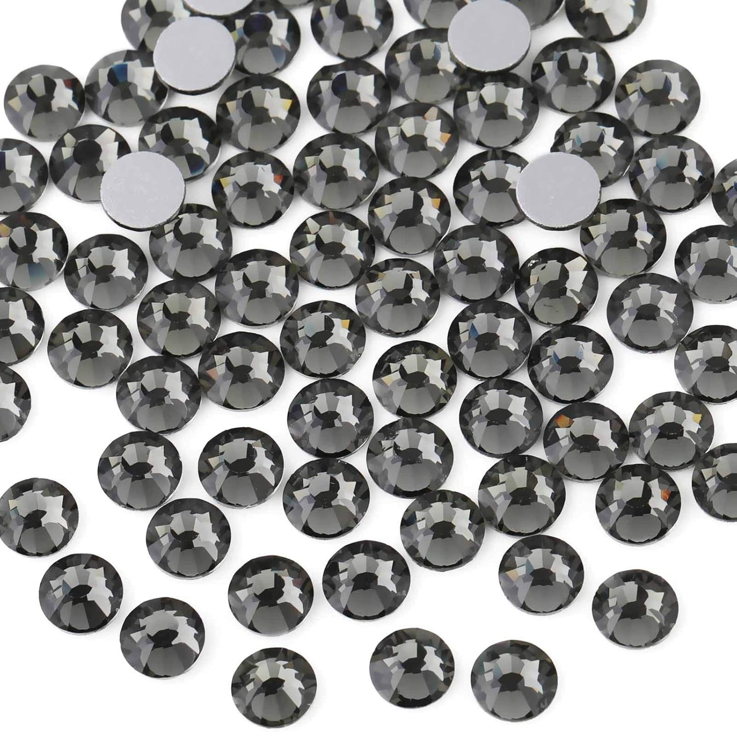beadsland Flat Back Crystal Rhinestones Round Gems for Nail Art and Craft Glue Fix,Black Diamond (3.8-4.0mm) SS16/1440pcs