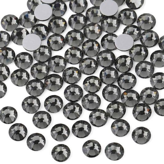 beadsland Flat Back Crystal Rhinestones Round Gems for Nail Art and Craft Glue Fix,Black Diamond (2.7-2.8mm) SS10/1440pcs