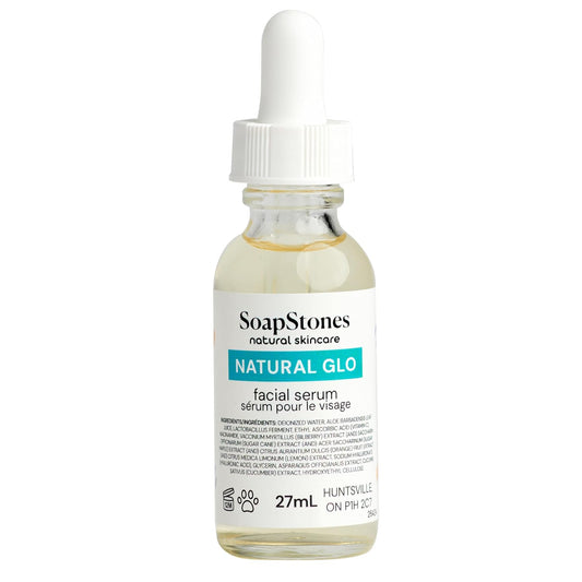 Soapstones Natural Glo Facial Serum - Niacinamide and Hyaluronic Acid Vitamin C Serum - Bilberry, Sugar Cane, Maple, Lemon and Orange Extracts Infused Face Serum