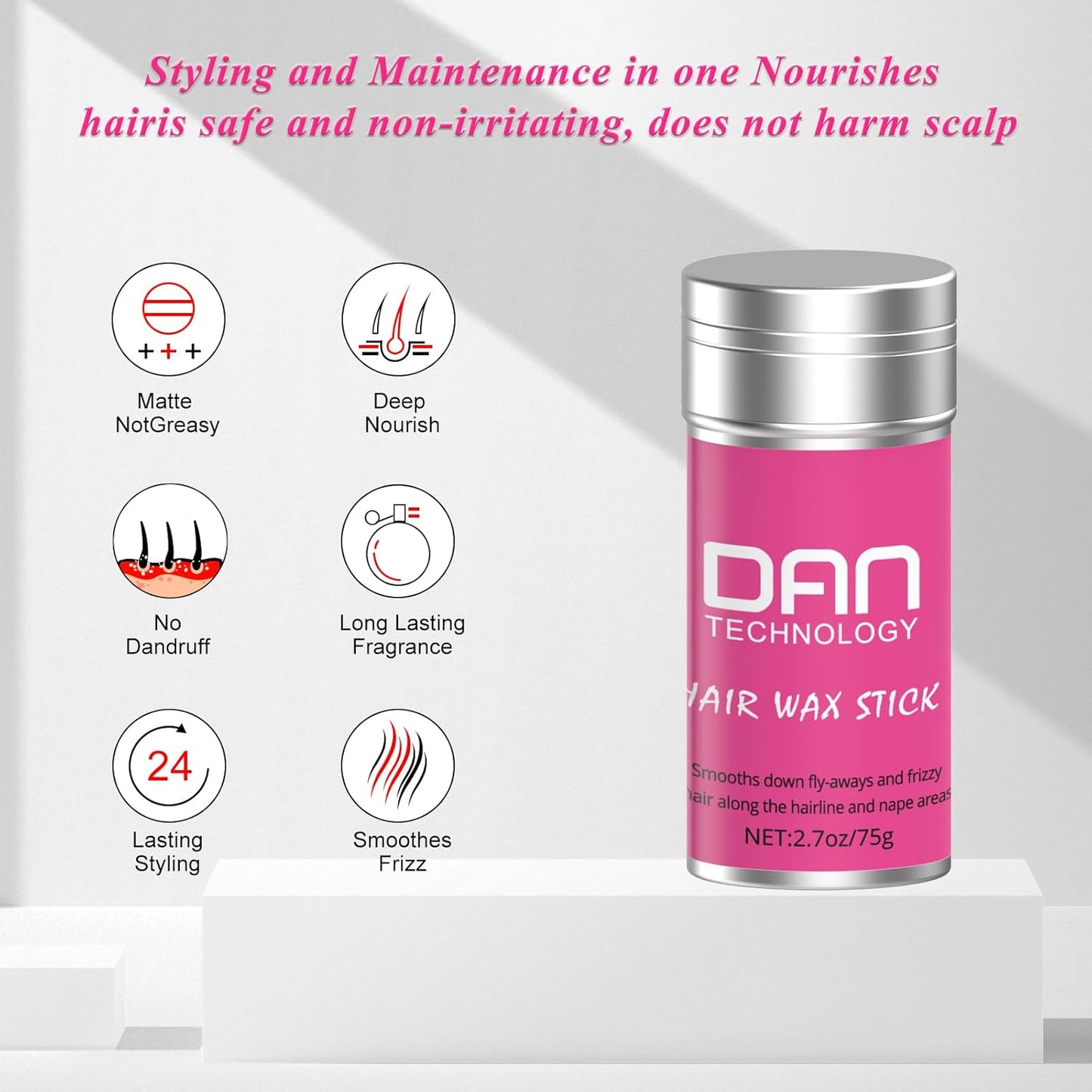 DAN hair wax stick, Wax Stick for Hair, Hair-Styling Waxes, Non-greasy Styling Hair Pomade Stick, Nourishing Accessories - Slick Stick for Women & Kids,(2.7 oz)
