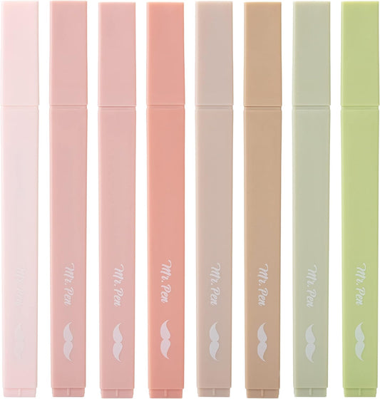 Mr. Pen- Aesthetic Highlighters, 8 pcs, Chisel Tip, Boho Colors, No Bleed Bible Highlighter Pastel, Assorted Colors, Cute, Back to School Supplies