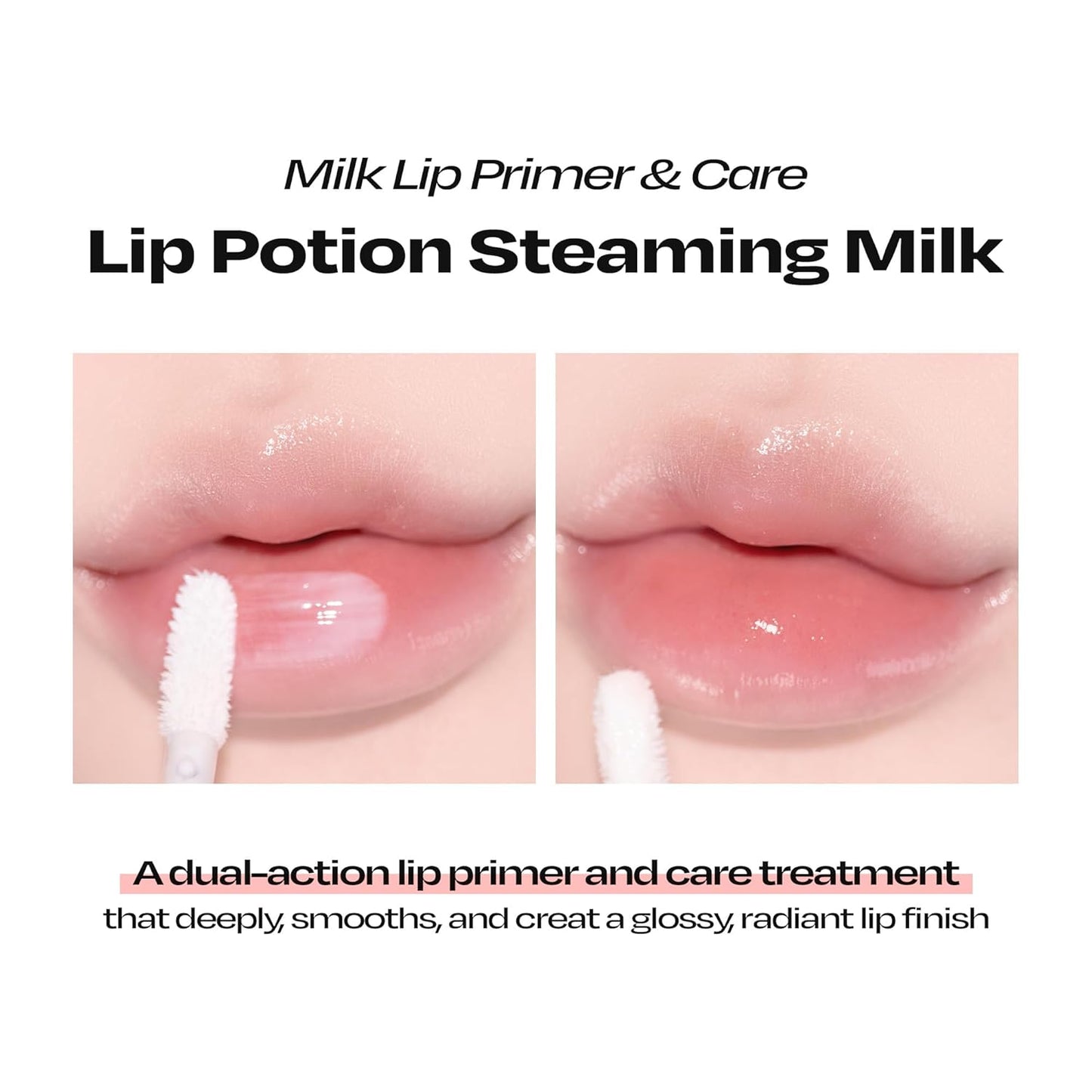 Lip Potion Steaming Milk – Moisturizing Liquid Lip Primer & Lip Balm – Instant Relief for Dry, Cracked Lips with Vitamin E and Green Tea Seed Oil – 0.3 Oz