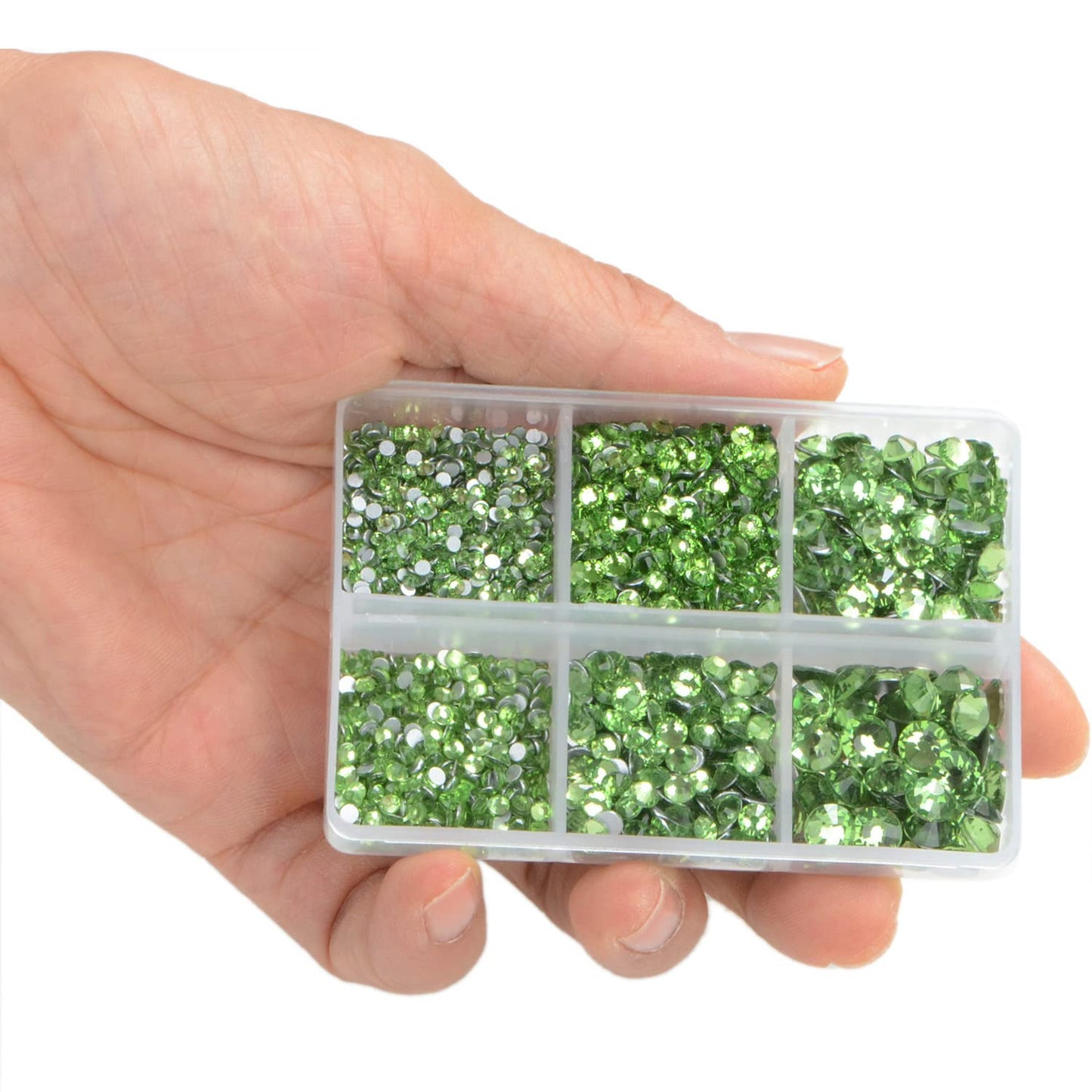 LPBeads 6000 Pieces Lt Sapphire and Peridot Non Hotfix Rhinestones 6 Sizes Round Crystal Glass Flat Back Rhinestones with Tweezers and Picking Pen for Nail Art Crafts Clothes Bags DIY