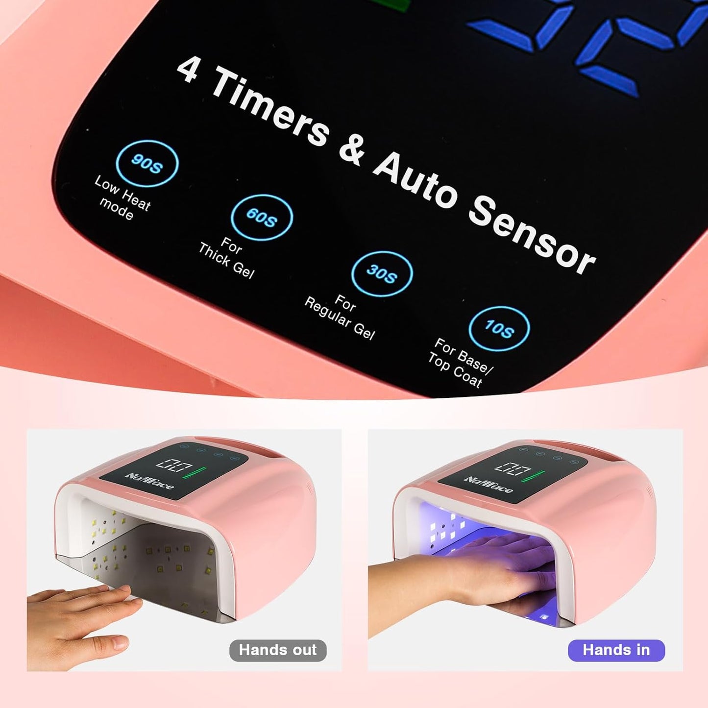 96W Rechargeable UV LED Nail Lamp UV Light for Gel Nails Cordless Nail Lamp Nail Dryer with 42 Beads Smart Sensor & Metal Base